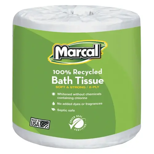MARCAL PAPER 6079 100% Recycled Two-Ply Bath Tissue, White - pack of 48