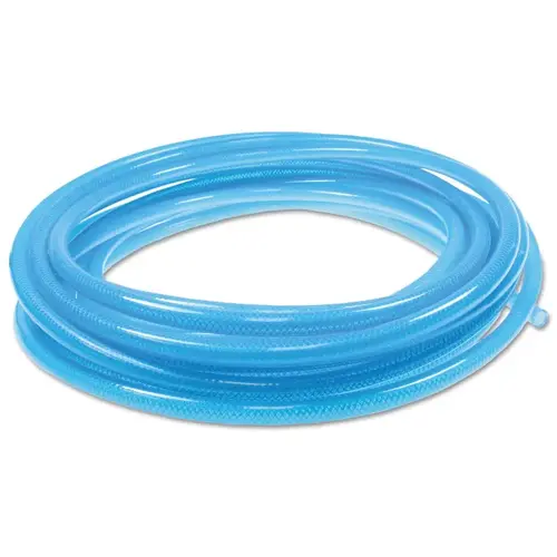 Coilhose PFE41004T FLEXEEL Polyurethane Straight Hose, 1/4 in I.D., 100 ft, Strain Relief Fittings Transparent Blue