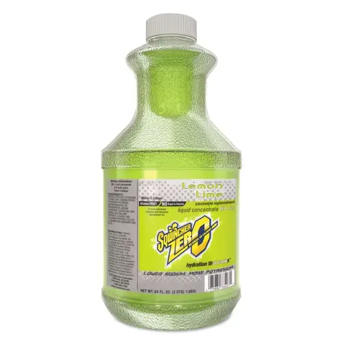 Sqwincher 159050104 ZERO Liquid Concentrate, 64 oz, Yields 5 gal, Bottle, Lemon-Lime