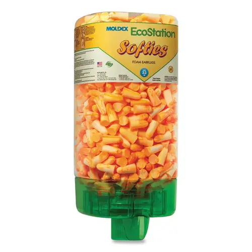 ECOSTATION 6701 EcoStation  Earplug Dispenser Starter Kit, Recyclable Bottle, Foam Earplugs, Orange/White Swirls/Streaks, Softies  - pack of 4