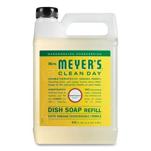 MRS MEYERS CLEAN DAY 347546 Dish Soap Refill, Honeysuckle, 48 fl oz - pack of 6