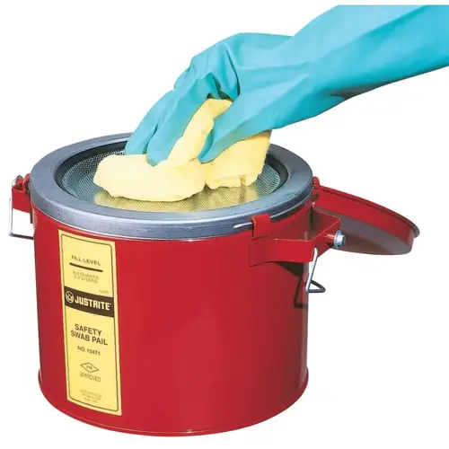 Justrite 10471 Swab Pails, Hazardous Liquid Cleaning Can, 6 qt, Red
