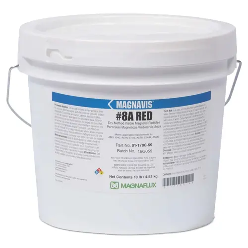 MAGNAFLUX 01178087 Magnavis  Dry Method Non-Fluorescent Magnetic Powder, 45 lb, Pail, Red