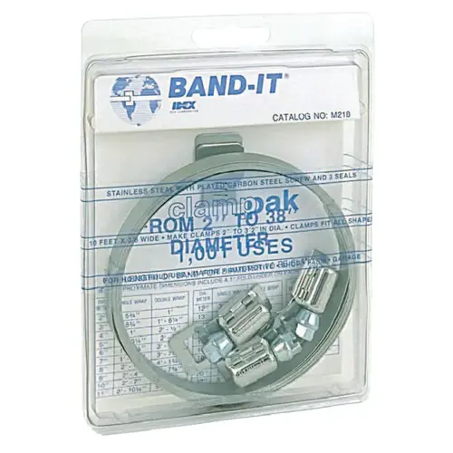 Band-It M21899 Clamp-Pak Clamp Set, 3/8 in x 0.015 in x 10 ft, Stainless Steel