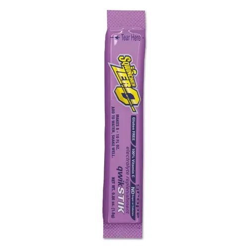 Sqwincher 159060204 Qwik Stik  ZERO Sugar, 0.06 oz, Pack, Yields 10 oz, Grape