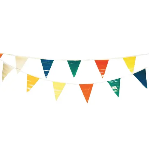 Pennants, Vinyl, 9 in x 12 in, Multi-Colored, 100 ft String