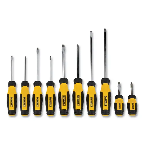 10 Piece Screwdriver Set, Bi-material Handle, Yellow - pack of 4