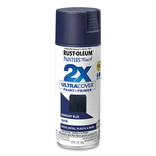 Painter's Touch  2X Ultra Cover  Satin Spray Paint, 12 oz, Midnight Blue - pack of 6