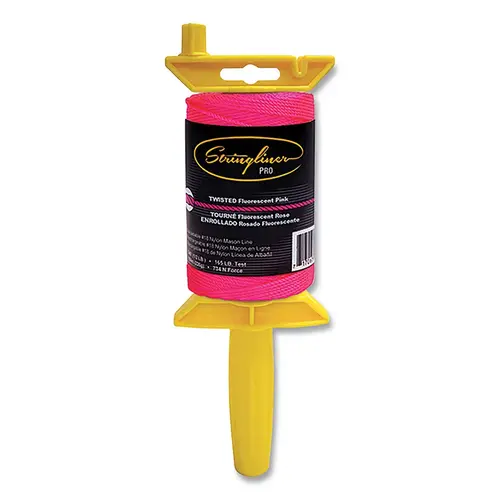 Stringliner 25409 PRO Mason's Line Reel, 540 ft Twisted #18 Nylon with Reel, Fluorescent Pink - pack of 48