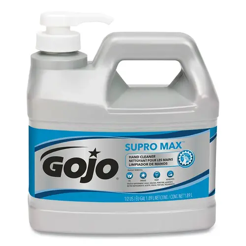 GOJO 097204 SUPRO MAX  Heavy-Duty Hand Cleaner, 1/2 gal, Pump Bottle Tan - pack of 4