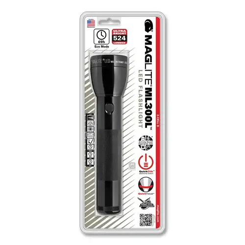 Maglite ML300LS2016 ML300L Series Flashlight, 2 D (Not Included), 487 Lumens, Black - pack of 6