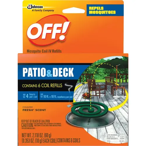 OFF! 75203 4 Hr. Patio & Deck Coil Mosquito Repellent Refill - pack of 6