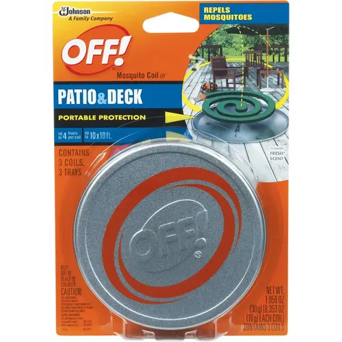OFF! 75204 4 Hr. Patio & Deck Mosquito Repellent Coil - pack of 3