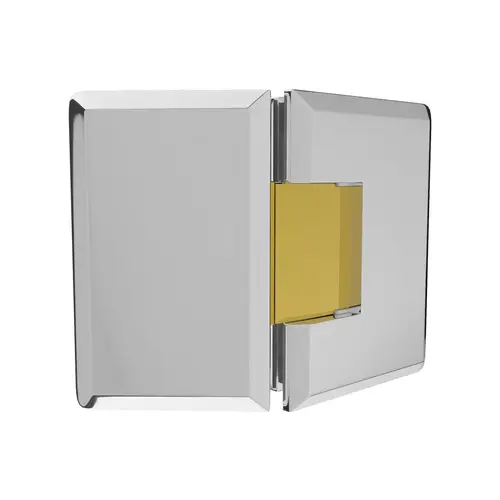 135 degree Glass to Glass Premier Series Hinge Polished Chrome w/ Brass Accents