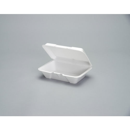 GENPAK 20500-V Genpak 9.19 X 6.5 Inch X 2.875 Inch White Vented Large Deep All Purpose Foam Hinged Container, 100 Each