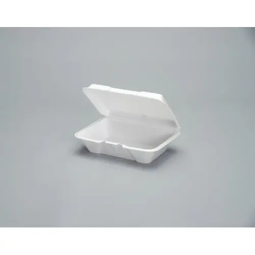 Genpak 9.19 X 6.5 Inch X 2.875 Inch White Vented Large Deep All Purpose Foam Hinged Container, 100 Each