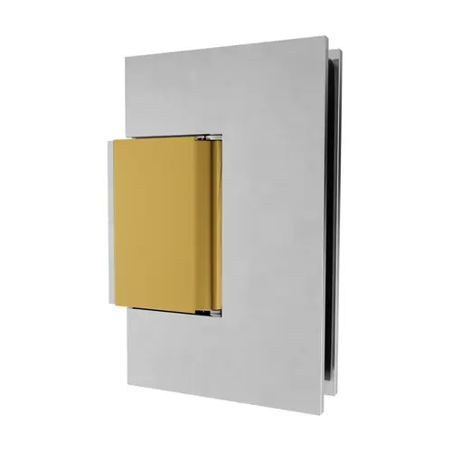 Brixwell H-MGTW-OP-CB Maxum Series Glass To Wall Mount Shower Door Hinge With Offset Back Plate Polished Chrome W/Brass Accents