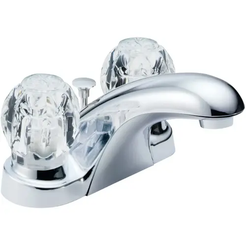 Foundations Chrome 2-Handle Knob 4 In. Centerset Bathroom Faucet with Pop-Up