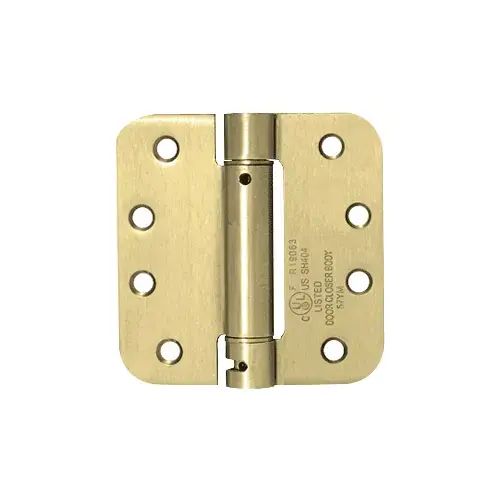 CRL JC6085844 4" Dull Brass Heavy-Duty Spring Hinge - 5/8" Radius