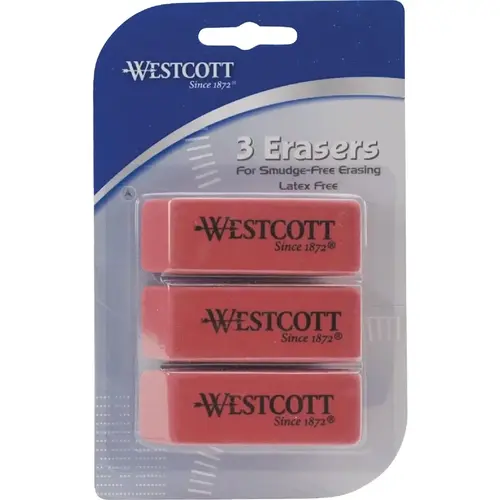 Westcott 14613 Pink Pearl Block Pencil Eraser - pack of 3