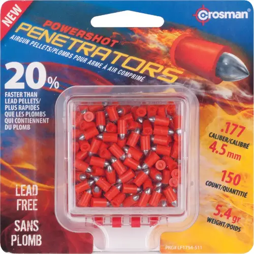 Crosman LF1754 PowerShot Penetrators .177 Cal. Pointed 5.4 Grain Pellet Ammunition - pack of 150