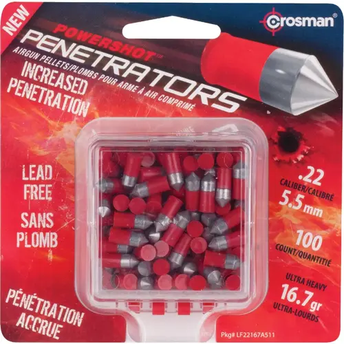 Crosman LF22167 PowerShot Penetrators .22 Cal. Pointed 16.7 Grain Pellet Ammunition - pack of 100