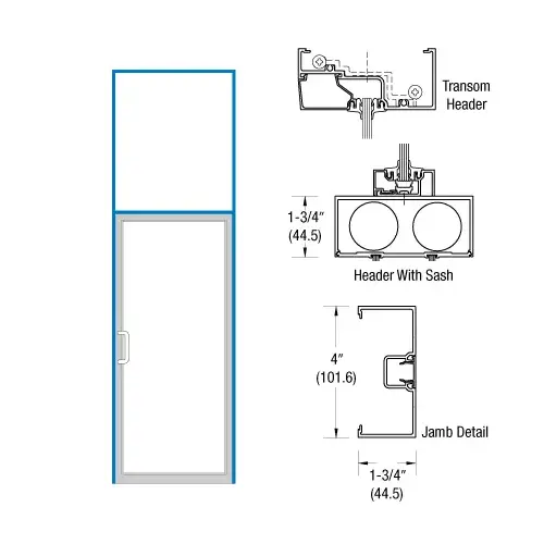 CRL-U.S. Aluminum 0Z3172236 Bronze Black Anodized Open Back Transom Frame for Single Door Center Hung Overhead Closer with Concealed Panic