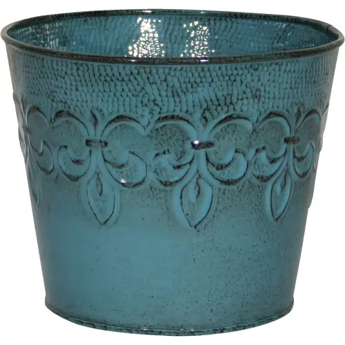 Robert Allen MPT01887 Fleur De Lis 4 In. Metal Surf Blue Planter