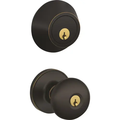 Dexter JC60VSTR716 Stratus Aged Bronze Single Cylinder Deadbolt & Door Knob Combo