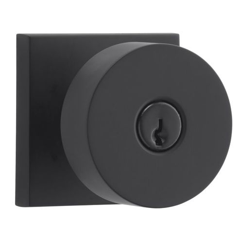 Entry Contemporary Knob and Contemporary Square Rose with 6AL Latch and Dual Strike Satin Black Finish