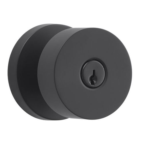 Entry Contemporary Knob and Contemporary Round Rose with 6AL Latch and Dual Strike Satin Black Finish