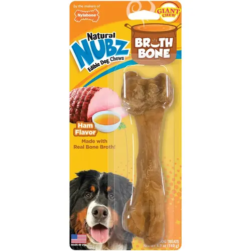 Nylabone NENBB303W Natural Nubz Treats Ham Flavor with Bone Broth for XL Dogs