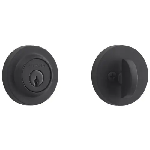 Single Cylinder Contemporary Round Deadbolt with 6AL Latch and Dual Strike Satin Black Finish