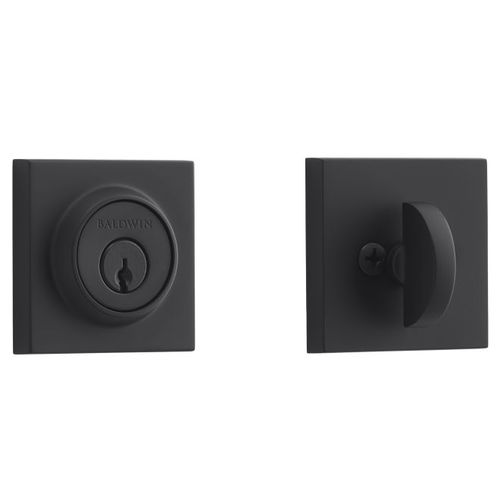 Single Cylinder Contemporary Square Deadbolt with 6AL Latch and Dual Strike Satin Black Finish