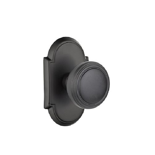 Norwich Knob Passage With # 8 Style Rose Flat Black Finish Pair