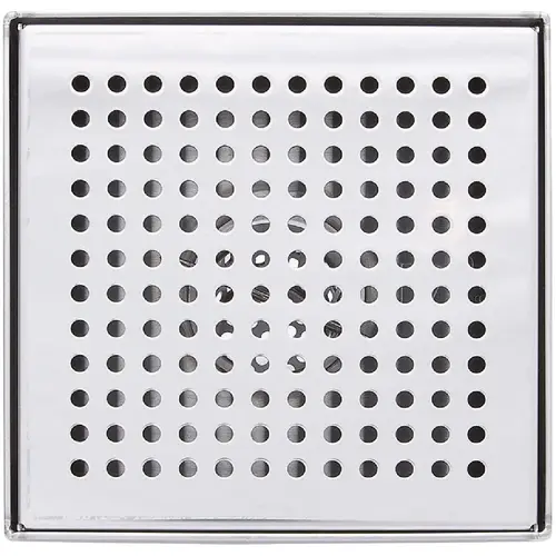 6 In. Square Shower Drain Zero Pattern Brushed Nickle