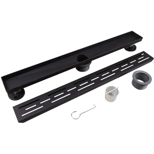 24 In. Linear Shower Drain Offset Pattern Grate Matte Black
