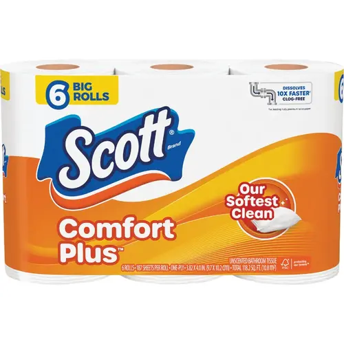 Comfort Plus Toilet Paper (6 Big Rolls) White