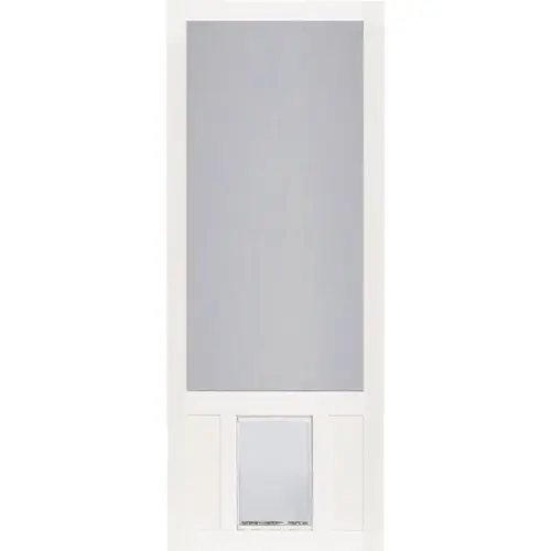 Screen Tight CPK32XL Chesapeake 32 In. W x 80 In. H x 1 In. Thick White Vinyl Screen Door w/XL Pet Door