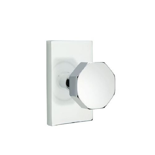 Octagon Knob Passage with Modern Rectangular Rose and CF Mechanism Bright Chrome Finish