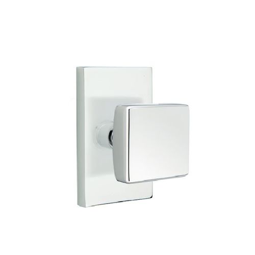 Square Knob Privacy with Modern Rectangular Rose and CF Mechanism Bright Chrome Finish