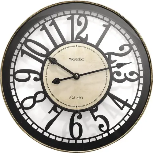 Westclox 33022A 12 In. Open Arabic Wall Clock Frame: Bronze/Face: White