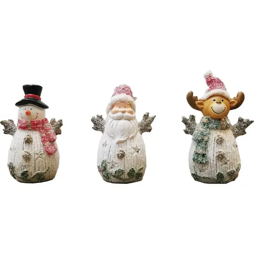 3 In. W. x 7 In. H. x 5 In. L. Polyresin Glittered Color Changing LED Christmas Figure - pack of 9