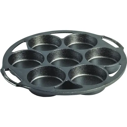 LODGE BW7MCP Cast Iron Biscuit and Mini Cake Baking Pan Black