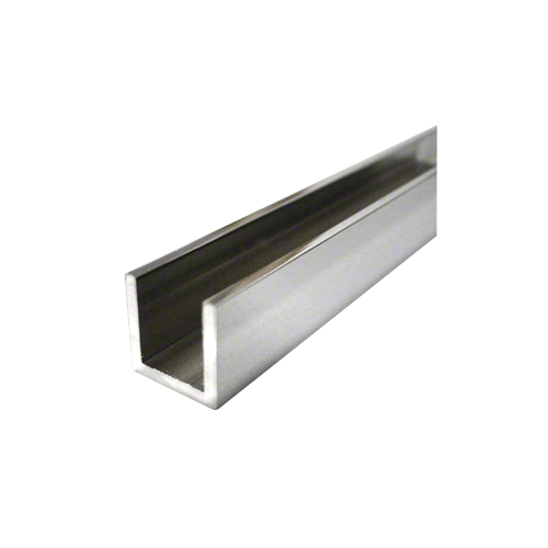 Aluminium U-Channel 15 x 15 mm, for 10 to 12 mm Glass, Chrome Plated