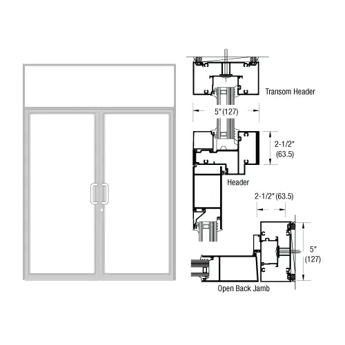 IG600 Series Clear Anodized Custom Transom Door Frame for Geared Hinge, Flushbolt Strike, and Surface Closer