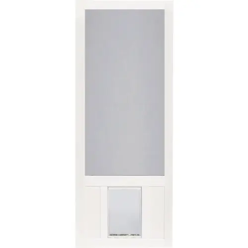 Screen Tight CPK36XL Chesapeake 36 In. W x 80 In. H x 1 In. Thick White Vinyl Screen Door w/XL Pet Door