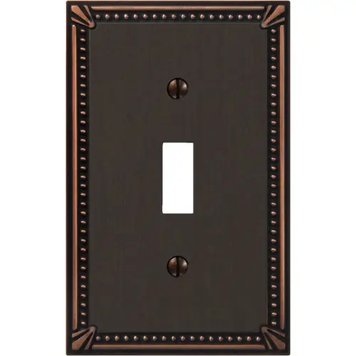 Amerelle 74TDB Imperial Bead 1-GangCast Metal Toggle Switch Wall Plate, Aged Bronze