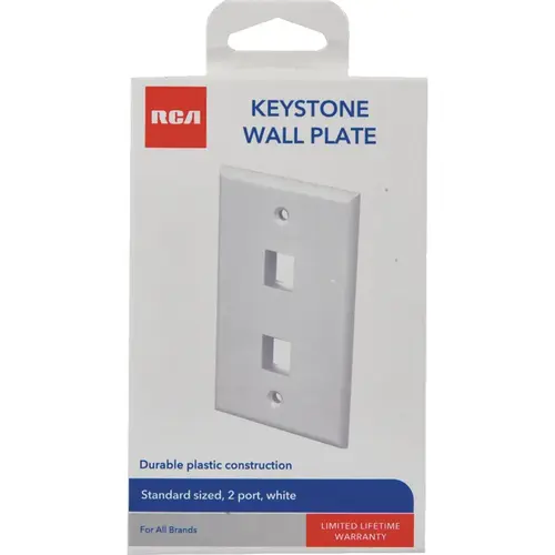 RCA TPHKP2EV Keystone 2-Port White Modular Wall Plate