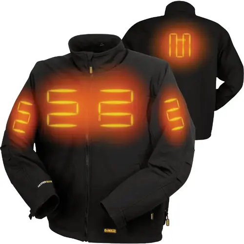 Soft-Shell Heated Work Jacket, Medium, Polyester, Spandex, Black, Includes Battery Kit